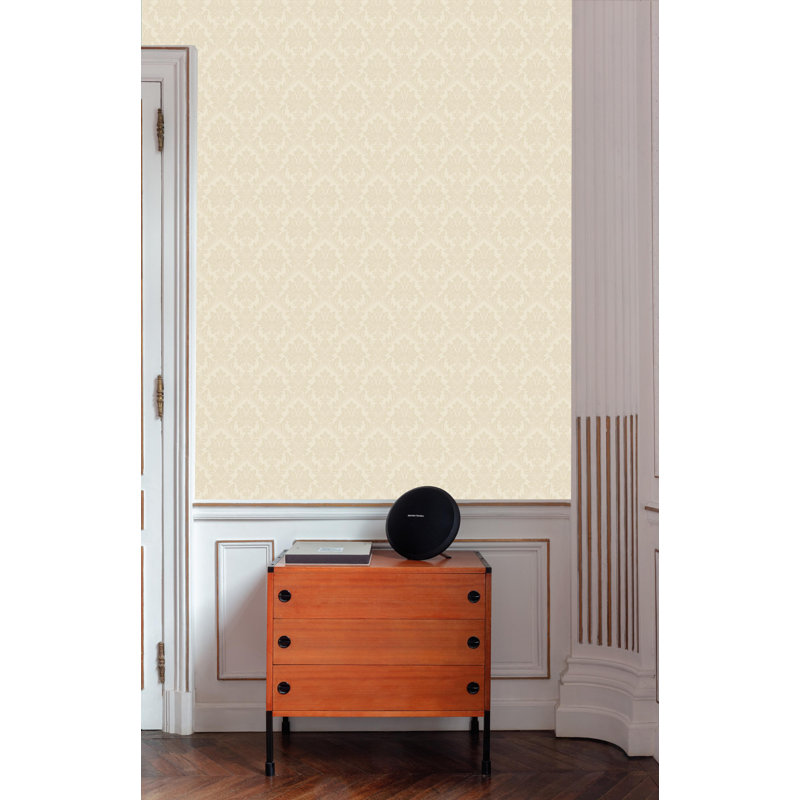 Rouleau de papier peint à motif floral damassé Somaya 33 pi x 21 po, Métallique