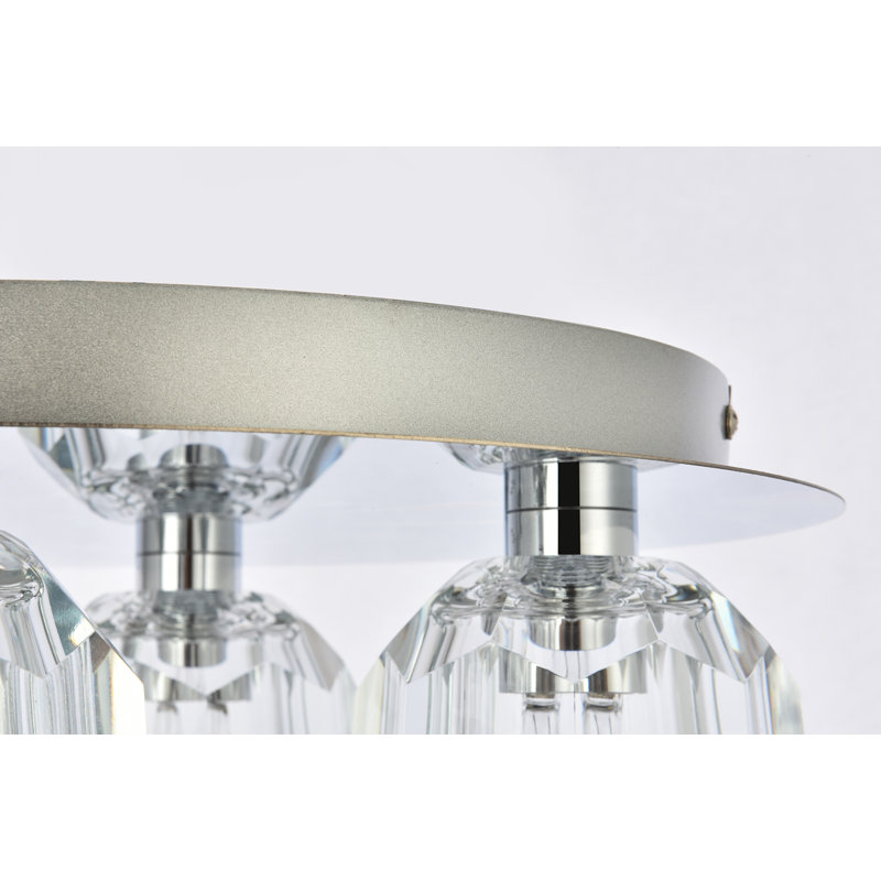 Plafonnier encastré en cristal Whitchurch, Chrome, 4 lumières, H 4 po x l 14 po x P 14 po