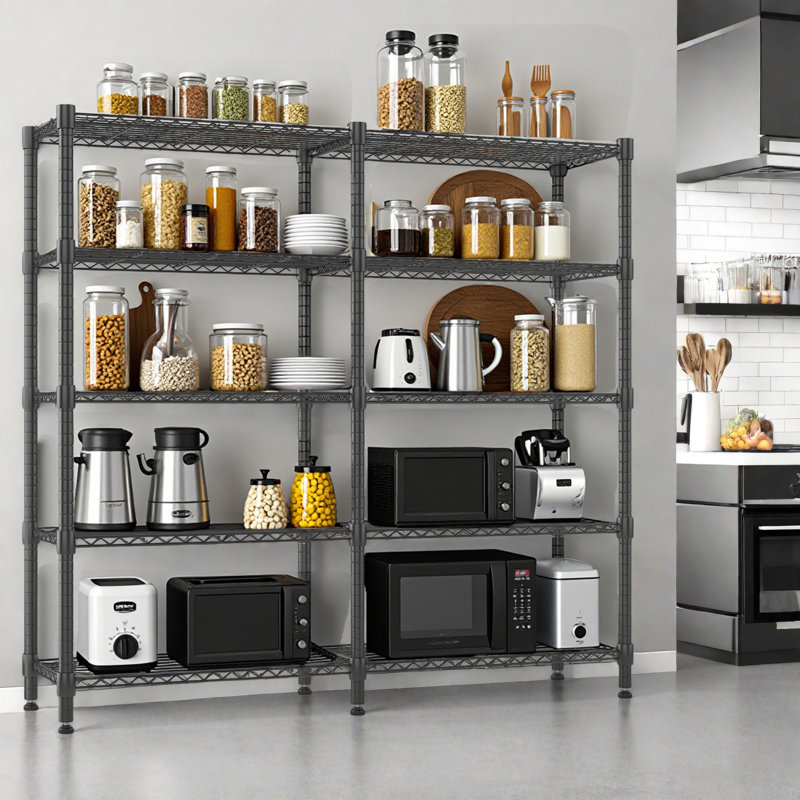 Tablettes de rangement, étagères grillagées, tablettes en métal réglables pour le rangement, tablettes de rangement pour garde-manger