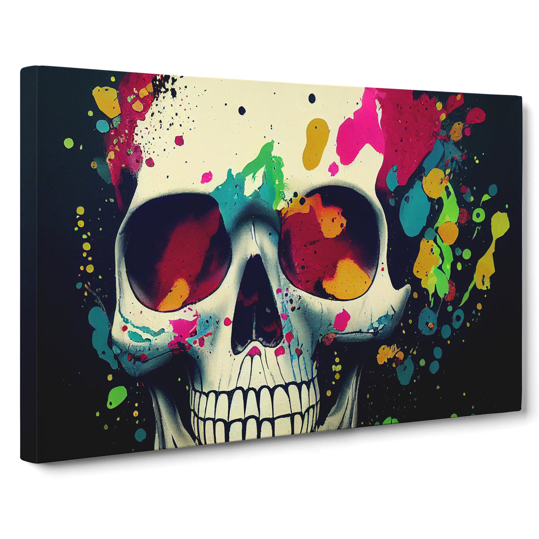 XXX-H1022-WF-7856X Skull Paint Splatter Vol.5 - Wrapped Canvas Print
