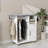 Ironing Cart Cabinet with Rolling Ironing Board, Storage Shelves &amp; Clothes Rods - Snow White E1 MDF | Minimalist | Laundry Room