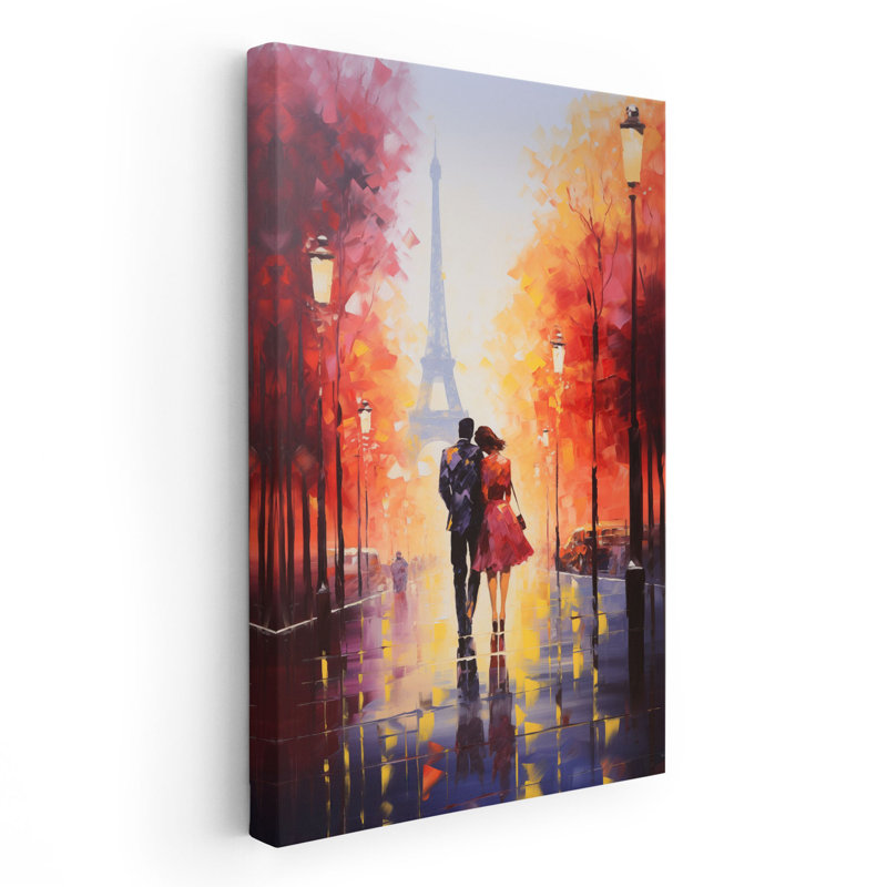 «Playful Urban Romance In Paris», reproduction, Toile encadrée flottée blanche, H 30 po x l 20 po x P 1,25 po
