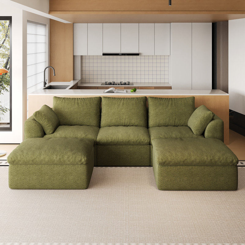 Canapé modulaire modulaire, L 108,3 po, Green Linen