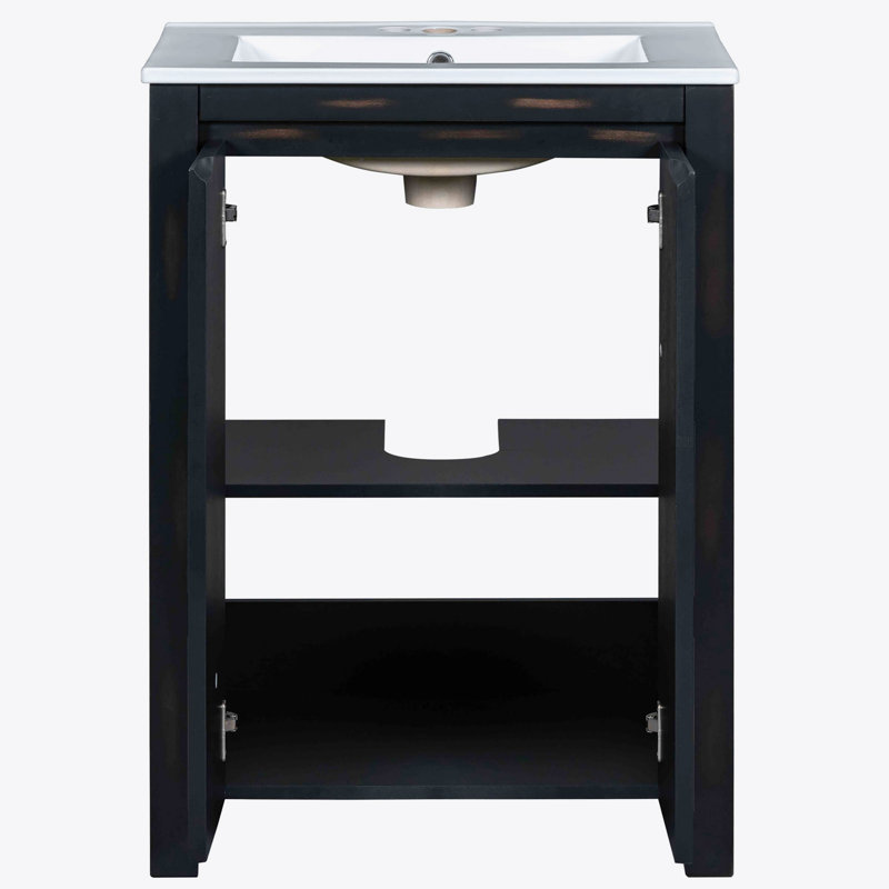 Petit meuble-lavabo 24 "avec lavabo en céramique