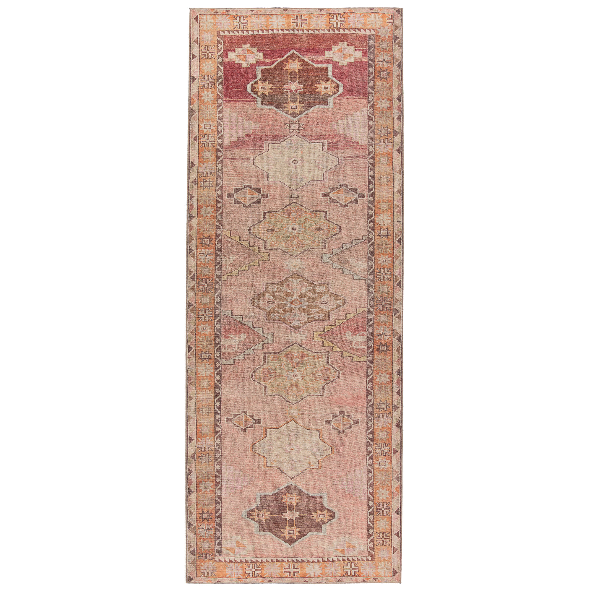 Debary Machine Washable Performance Orange/Pink/Brown Rug, Runner 3' x 8'