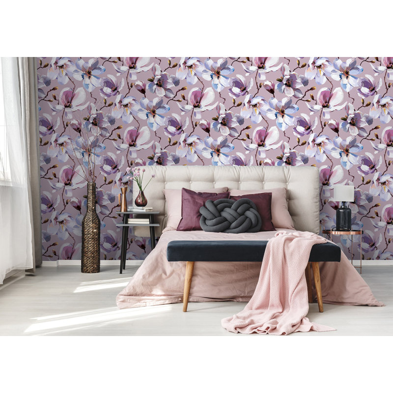 Flora Collection Cherry Blossom Wallpaper Roll, Purple