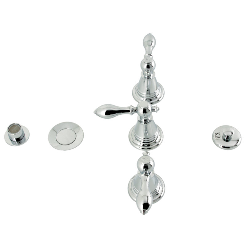 Robinet de bidet vertical à trois poignées Victorian, Chrome poli