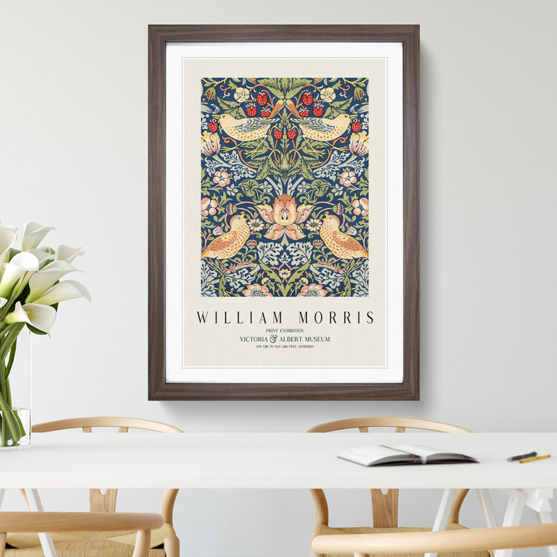 Strawberry Thief Vol.1 by William Morris - Single Picture Frame Print, Walnut Framed, 36cm H x 27cm W x 2cm D