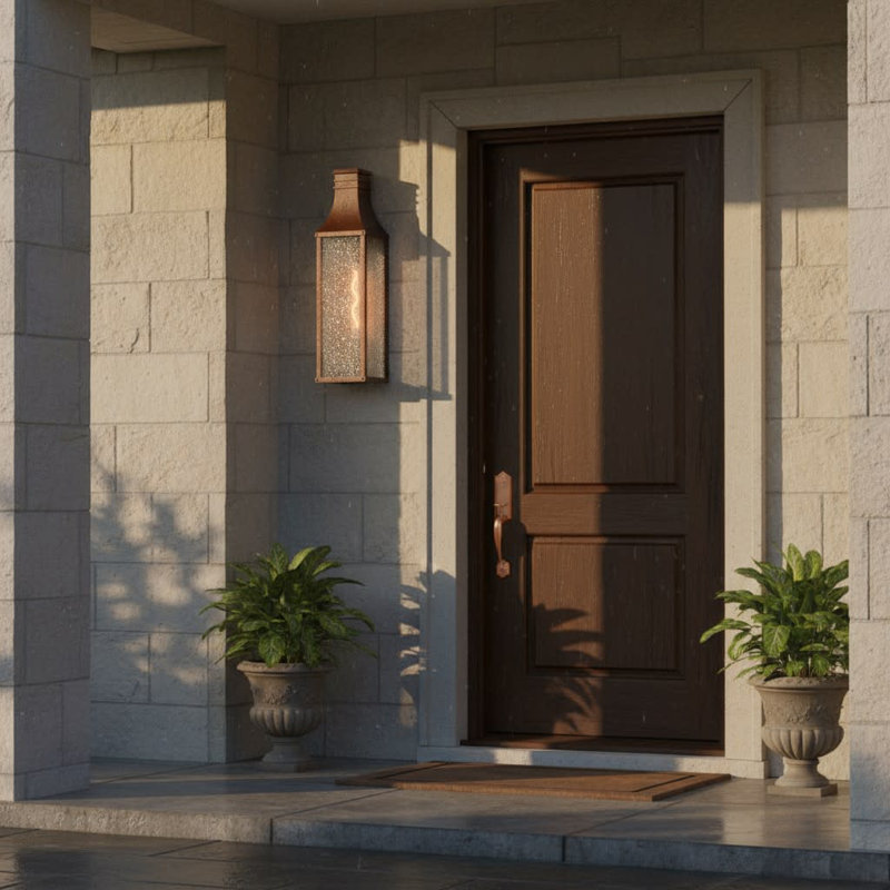 Beacon Hill 1-Light Outdoor Tall Wall Mount Lantern - LED Included, Blackened Copper