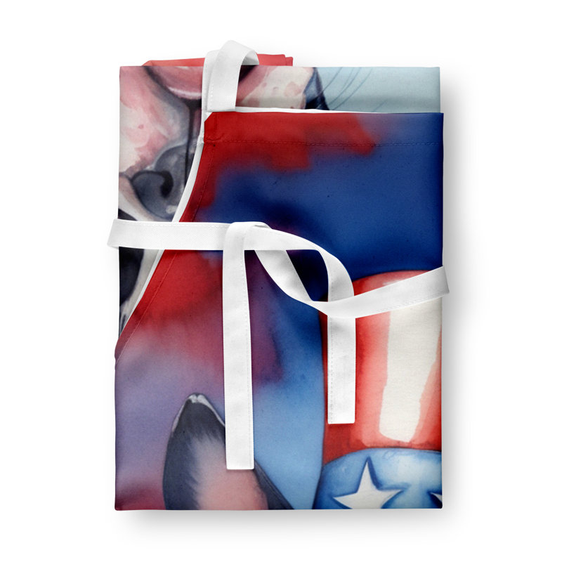 Patriotic American Apron, Red/Blue Boston Terrier