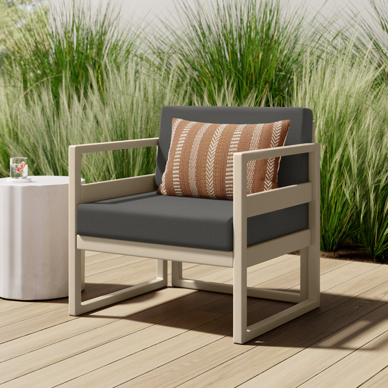 Lane Outdoor Lounge Chair, Canvas Charcoal Sunbrella® Canvas, Taupe