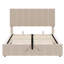 Lit plateforme tapissier beige avec rangement hydraulique fiable