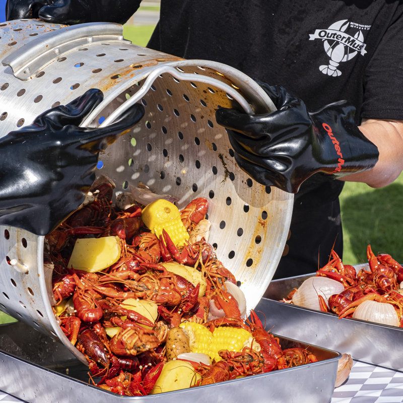 OuterMust 60qt Seafood Boiling Kit With Strainer, Outdoor Aluminum Propane Seafood Boiling Kit With 10 Psi Regulator