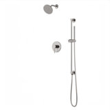 Round 2-Way Pressure Balance Shower Trim Kit With Rain Shower Head And Hand Held Shower On Slide Bar With Separate Water Outlet Matte Black