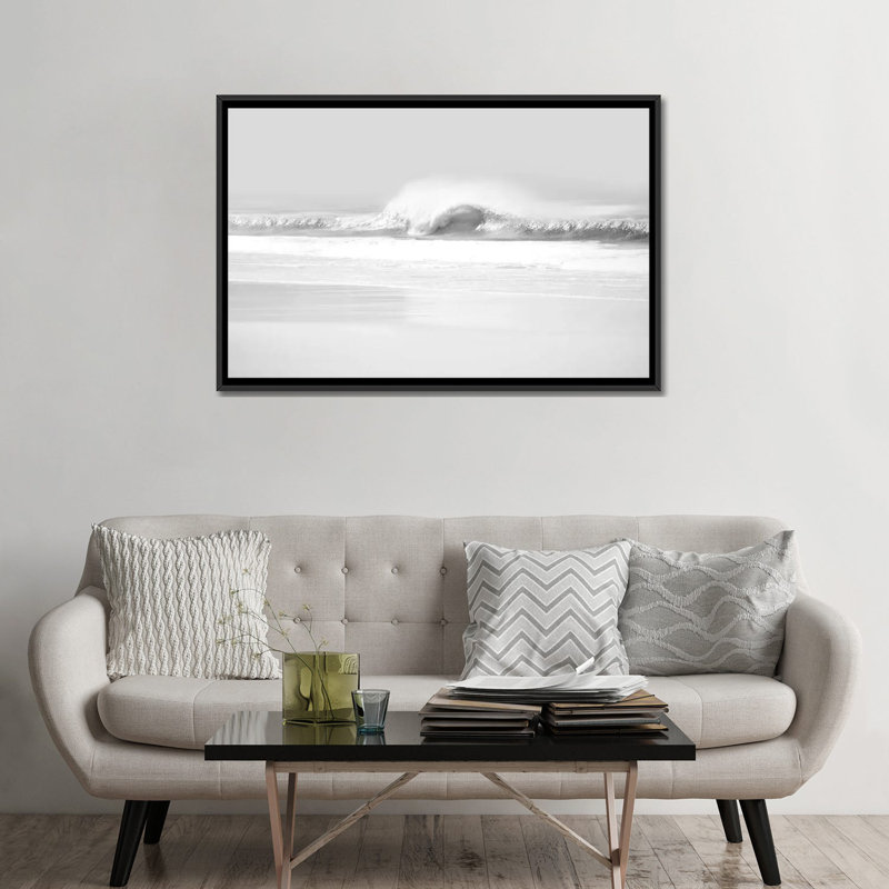 «Wave II», reproduction de photo sur toile en noir, H 18 po x l 26 po x P 1,5 po, Toile avec cadre noir, Pas de tapis