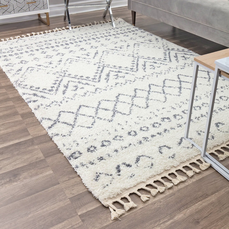 Tapis gris à poils longs Silla Mason, Tapis de couloir 2 pi 2 po x 8 pi