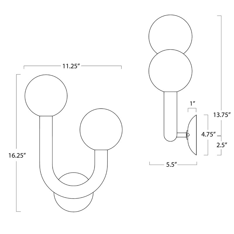 Happy 2 - Light Armed Sconce, Natural Brass