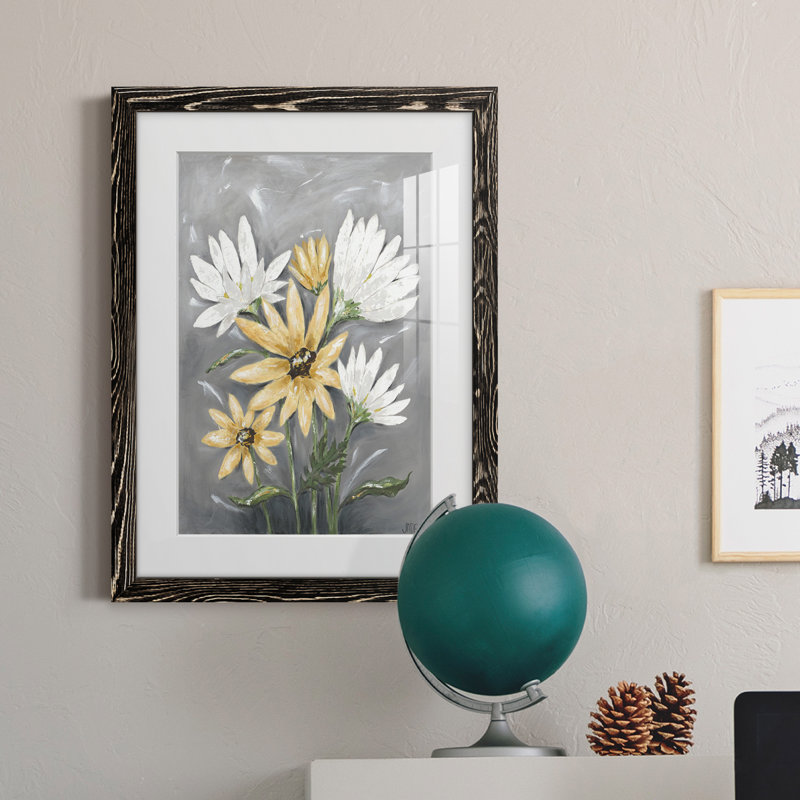 Summer Daisies I - peinture encadrée, H 20 po x l 17 po x P 1 po, Cadre noir