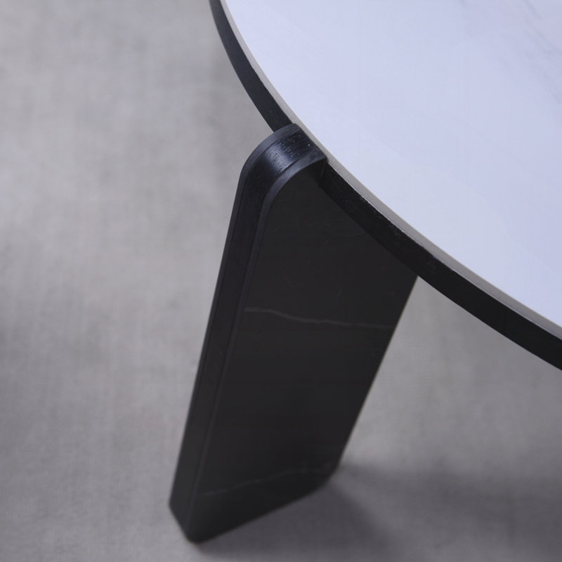 Ensemble de 2 tables basses gigognes rondes pour petit endroit, table de bout de salon avec plateau en pierre frittée blanche, table de chevet de 32,68 po + 16,93 po de diamètre pour la salle à manger de la salle à manger, canapé de 83 cm et plus de 43 cm