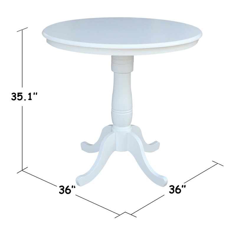 Table de salle à manger en bois massif Mosteller, Blanc, H 36 po x l 36 po x P 36 po