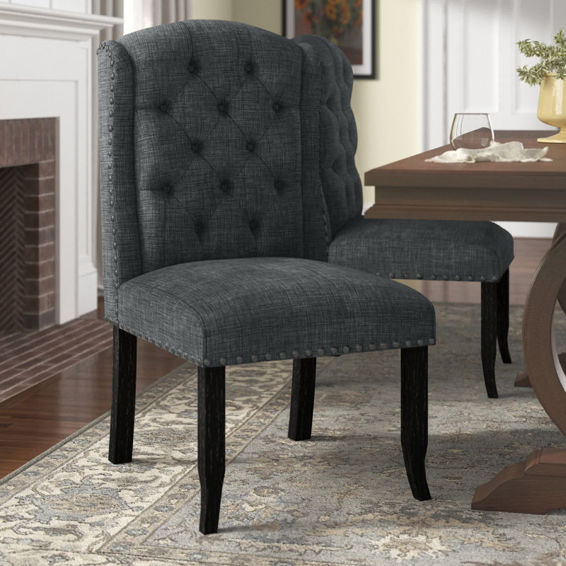 Adler Tufted Upholstered Wingback Side Chair, Gray