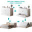 Grand lit escamotable convertible avec station USB, tiroirs de rangement et matelas-1925412377