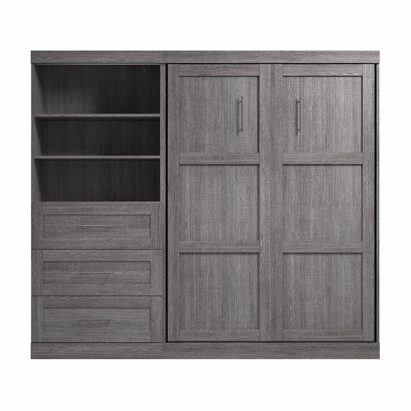 Arlex Storage Murphy Bed, Bark Gray, Full / Double