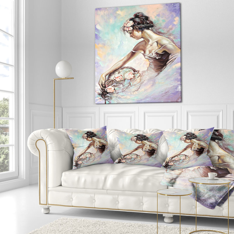 Coussin floral avec bouquet de fleurs, 12 po x 20 po, Rectangulaire