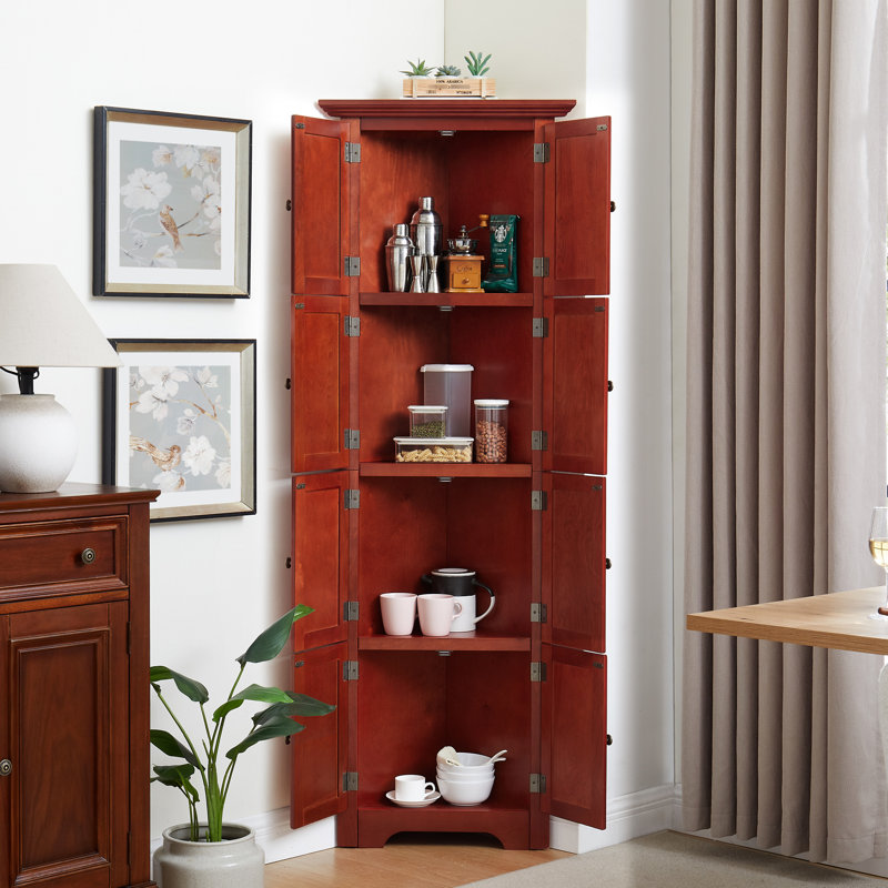 Armoire garde-manger à 4 coins avec 8 portes et grande capacité pour le rangement de 72 po de hauteur