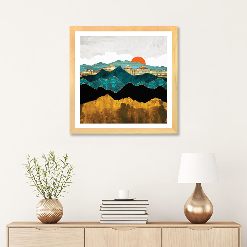 Turquoise Vista - imprimé, H 24 po x l 24 po x p 1 po, Cadre papier naturel