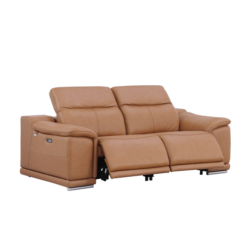 Divanitalia Top Grain Italian Leather Loveseat, Cognac