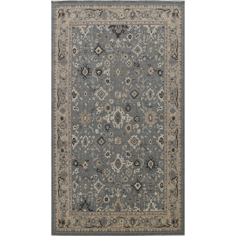 Tapis bleu clair / ivoire en laine Ziegler
