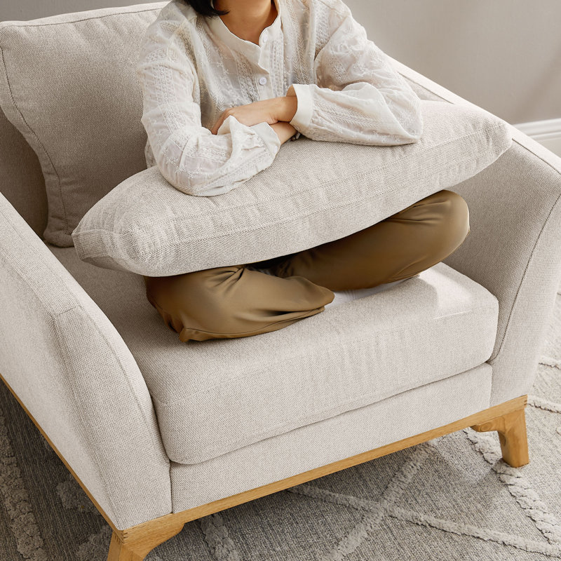 Ljubinko Upholstered Armchair, Smoke White Polyester Twill