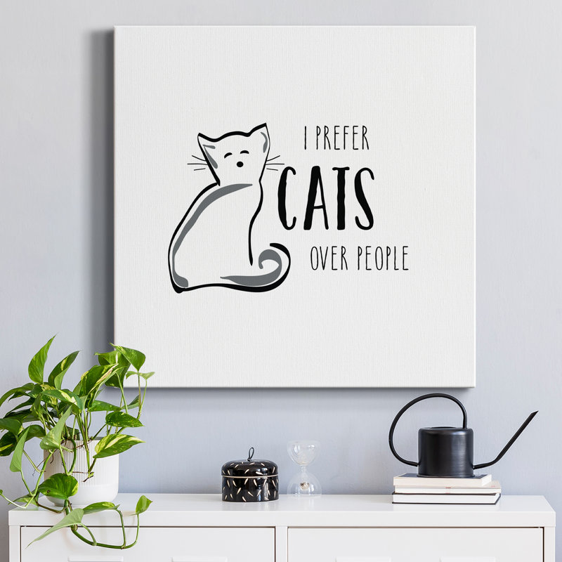 Cats Over People - Toile tendue avec châssis de qualité supérieure - prête à être accrochée, H 40 po x l 40 po x P 1 po