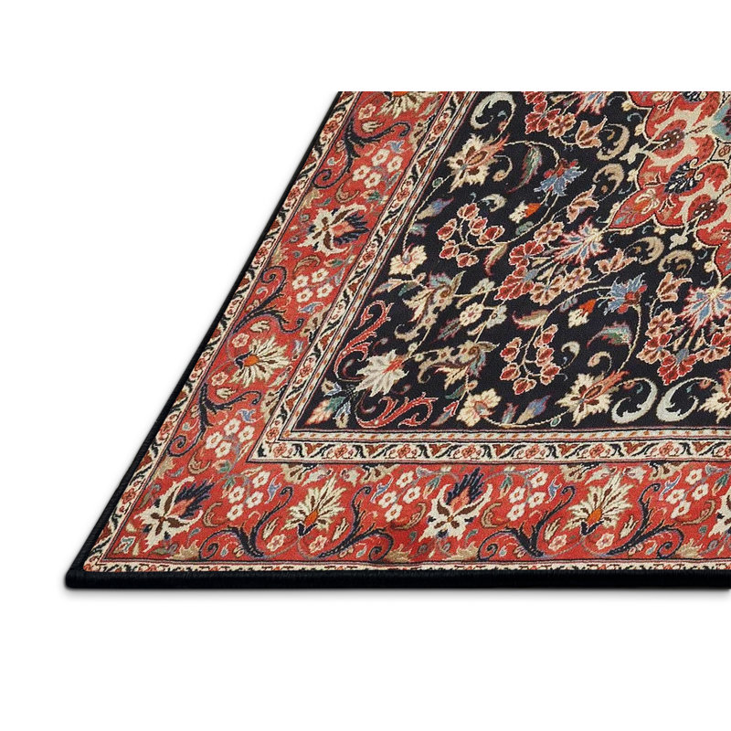 Tapis traditionnel rouge / noir Carlen, Rectangle 2 pi x 3 pi