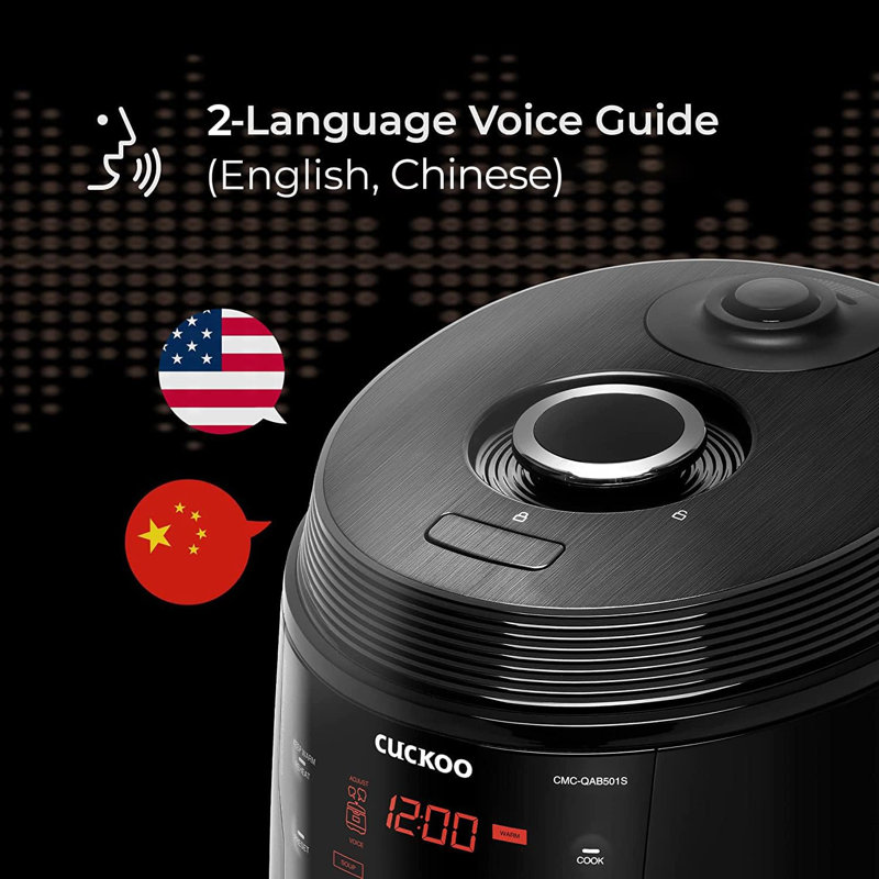 CUCKOO Multi-Cooker CMC-QAB501SB | 5QT. Standard 8-in-1 Pressure Cooker and Rice Maker | 10 Menu Options: Slow Cooker, Sauté, Steamer, Yogurt & More | Black Standard Multi Pressure Cooker