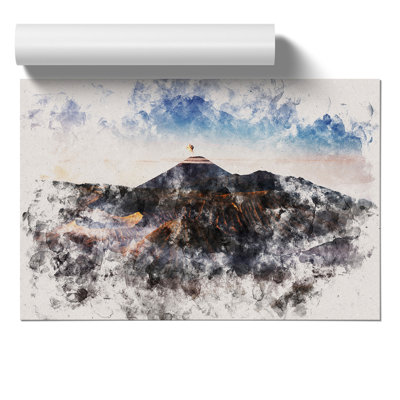Mount Bromo in Indonesia Watercolour - Frameless Print