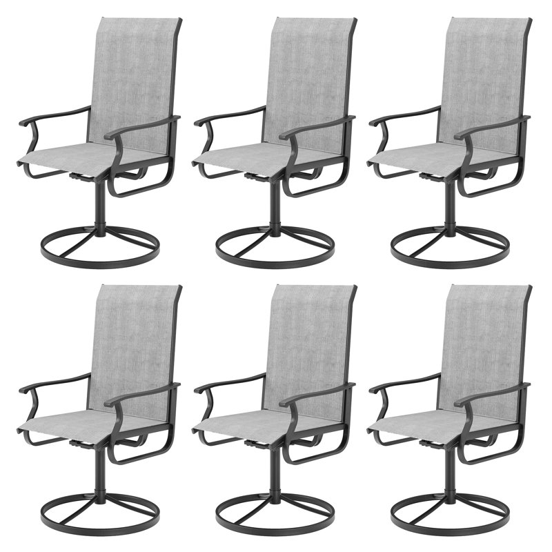 Ensemble de salle à manger 6 pièces en fer pour l'extérieur, Gris clair