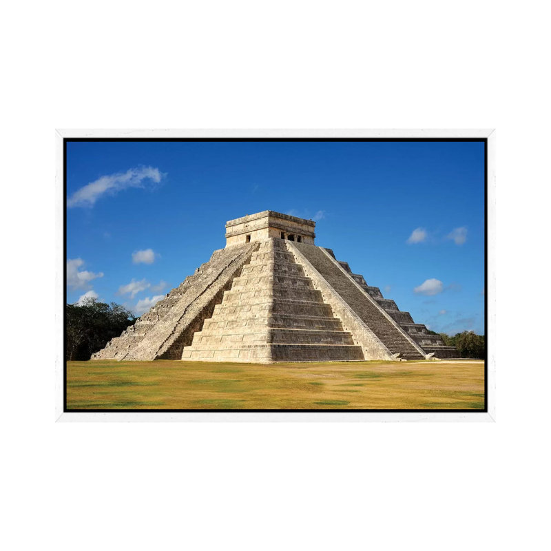 El Castillo, Mayan Ruin, Chichen Itza II 1 Piece Floater Frame Wall Art on Canvas, 66.04 cm H x 101.6 cm W, White