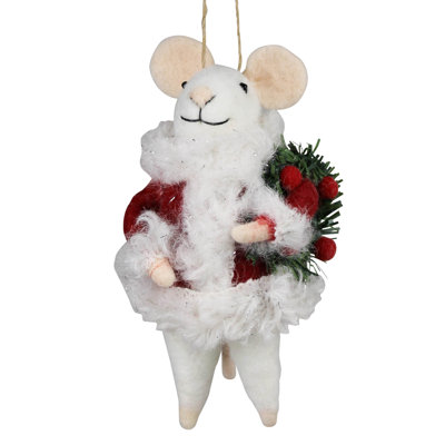 Mouse With Wreath Ornament - Felt