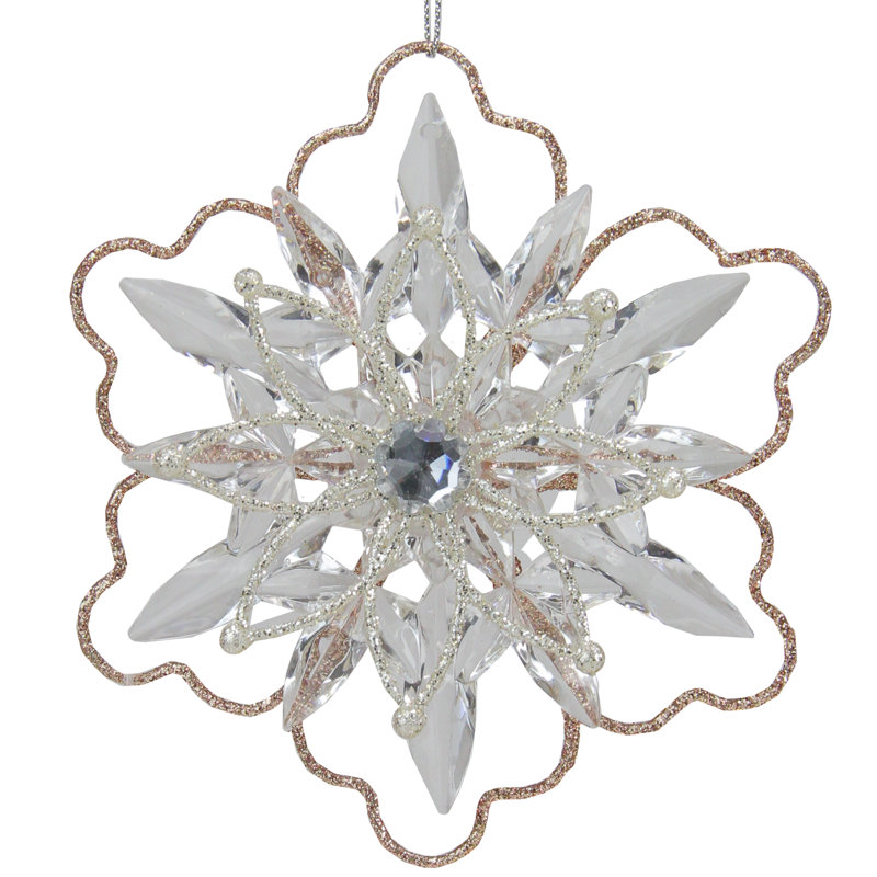 Ornement de Noël en forme de flocon de neige 5,25 po avec paillettes dorées