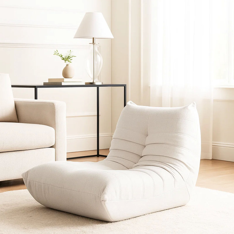 Chaise sans accoudoirs Ezee, siège de sol à profil bas, polyester plissé, 42 po