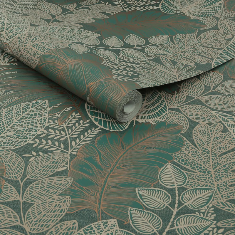 Superfresco Easy Scattered Leaves Floral Wallpaper, Forest Green