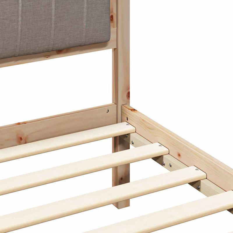 Solid Wood Bed Frame, European Single (90 x 190 cm), Natural/Taupe
