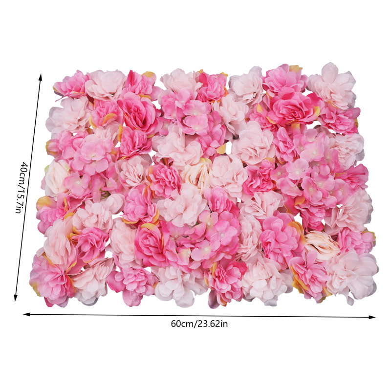 6 PCS Artificial Silk Flower Wall Panel, Light Pink/Yellow/Rose