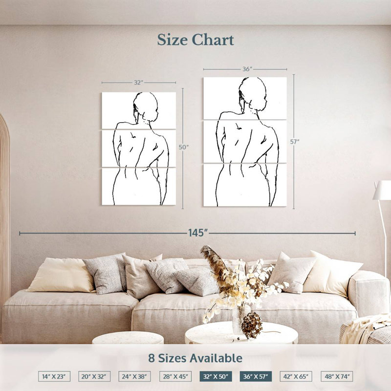 Leisha Minimalist Figure Study II, 57" H x 36" W