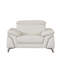  Chaise et demi en cuir véritable gris avec accents argentés