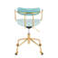 Chaise de bureau contemporaine en métal doré et velours bleu clair