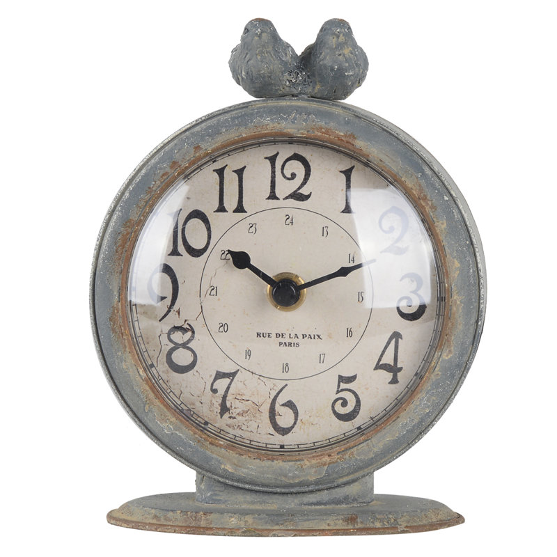 Horloge de table analogique à quartz, Gris clair