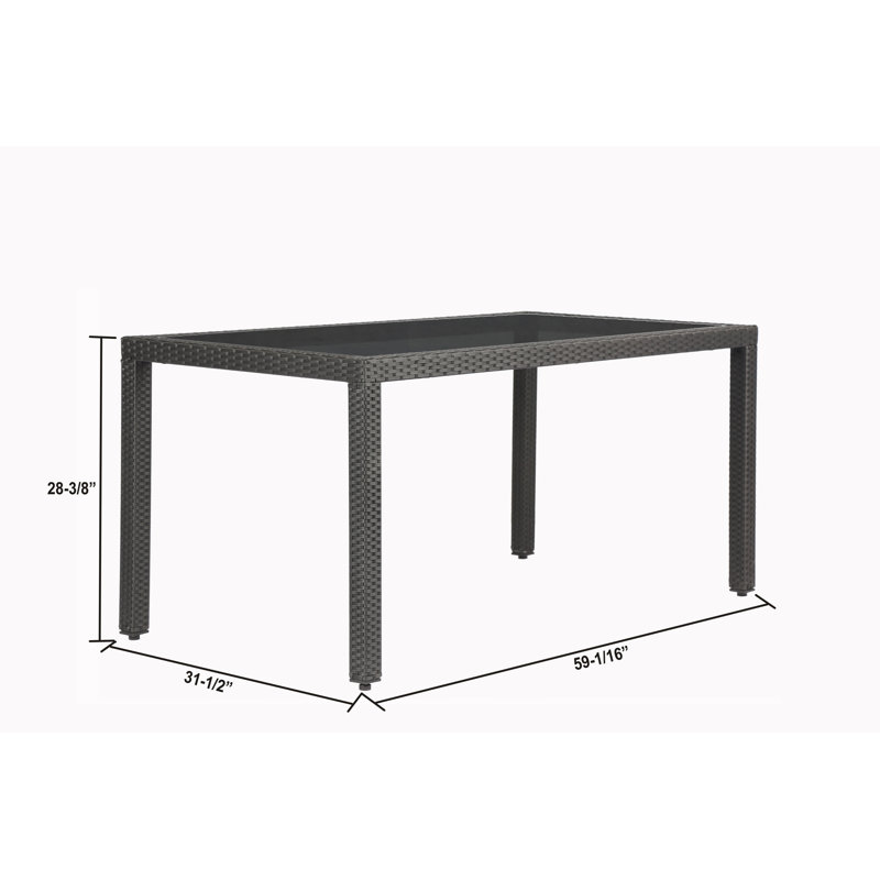 Janessa Rectangular Wicker/Rattan Outdoor Dining Table, Black